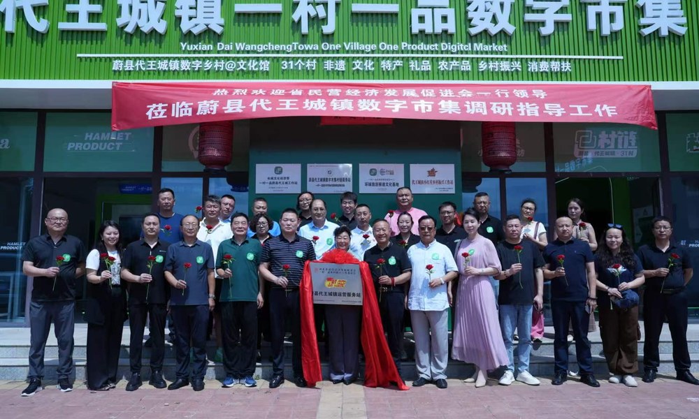 省民营经济发展促进会一行莅临蔚县代王城镇数字市集调研揭牌合影